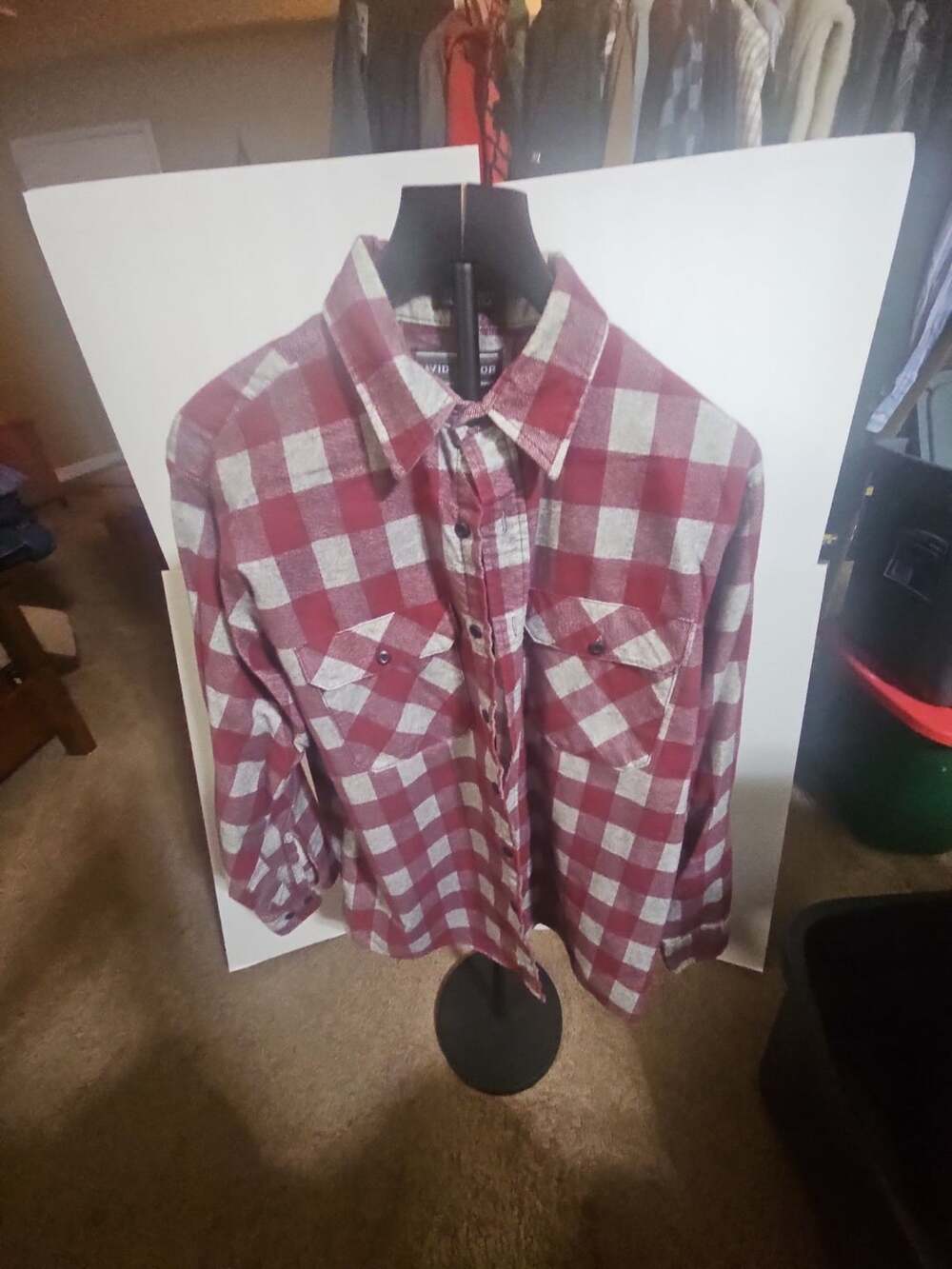 David Taylor Flannel Shirt Size L Red Plaid